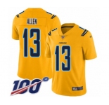 Men's Los Angeles Chargers #13 Keenan Allen Limited Gold Inverted Legend 100th Season Football Jersey