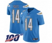Men's Los Angeles Chargers #14 Dan Fouts Electric Blue Alternate Vapor Untouchable Limited Player 100th Season Football Jersey