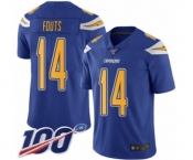 Men's Los Angeles Chargers #14 Dan Fouts Limited Electric Blue Rush Vapor Untouchable 100th Season Football Jersey