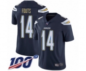Men's Los Angeles Chargers #14 Dan Fouts Navy Blue Team Color Vapor Untouchable Limited Player 100th Season Football Jersey