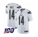 Men's Los Angeles Chargers #14 Dan Fouts White Vapor Untouchable Limited Player 100th Season Football Jersey