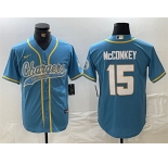 Men's Los Angeles Chargers #15 Ladd McConkey Blue Cool Base Stitched Baseball Jersey
