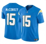Men's Los Angeles Chargers #15 Ladd McConkey Light Blue 2024 F.U.S.E Draft Vapor Limited Football Stitched Jersey