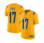 Men's Los Angeles Chargers #17 Philip Rivers Limited Gold Inverted Legend Football Jersey