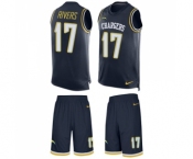 Men's Los Angeles Chargers #17 Philip Rivers Limited Navy Blue Tank Top Suit Football Jersey