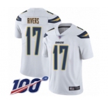 Men's Los Angeles Chargers #17 Philip Rivers White Vapor Untouchable Limited Player 100th Season Football Jersey