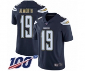 Men's Los Angeles Chargers #19 Lance Alworth Navy Blue Team Color Vapor Untouchable Limited Player 100th Season Football Jersey