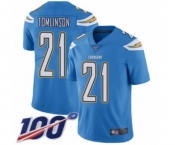 Men's Los Angeles Chargers #21 LaDainian Tomlinson Electric Blue Alternate Vapor Untouchable Limited Player 100th Season Football Jersey