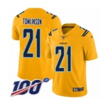 Men's Los Angeles Chargers #21 LaDainian Tomlinson Limited Gold Inverted Legend 100th Season Football Jersey