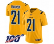 Men's Los Angeles Chargers #21 LaDainian Tomlinson Limited Gold Inverted Legend 100th Season Football Jersey