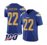 Men's Los Angeles Chargers #22 Justin Jackson Limited Electric Blue Rush Vapor Untouchable 100th Season Football Jersey