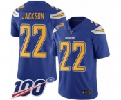 Men's Los Angeles Chargers #22 Justin Jackson Limited Electric Blue Rush Vapor Untouchable 100th Season Football Jersey