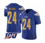 Men's Los Angeles Chargers #24 Trevor Williams Limited Electric Blue Rush Vapor Untouchable 100th Season Football Jersey