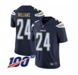 Men's Los Angeles Chargers #24 Trevor Williams Navy Blue Team Color Vapor Untouchable Limited Player 100th Season Football Jersey