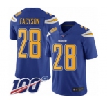 Men's Los Angeles Chargers #28 Brandon Facyson Limited Electric Blue Rush Vapor Untouchable 100th Season Football Jersey