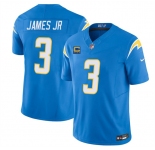 Men's Los Angeles Chargers #3 Derwin James JR Blue 2025 F.U.S.E With 4-Star C Patch Vapor Limited Stitched Football Jersey