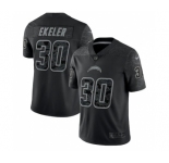 Men's Los Angeles Chargers #30 Austin Ekeler Black Reflective Limited Stitched Football Jersey