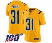 Men's Los Angeles Chargers #31 Adrian Phillips Limited Gold Inverted Legend 100th Season Football Jersey