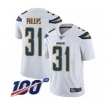 Men's Los Angeles Chargers #31 Adrian Phillips White Vapor Untouchable Limited Player 100th Season Football Jersey