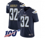 Men's Los Angeles Chargers #32 Nasir Adderley Navy Blue Team Color Vapor Untouchable Limited Player 100th Season Football Jersey