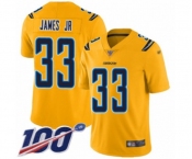 Men's Los Angeles Chargers #33 Derwin James Limited Gold Inverted Legend 100th Season Football Jersey