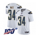 Men's Los Angeles Chargers #34 Derek Watt White Vapor Untouchable Limited Player 100th Season Football Jersey