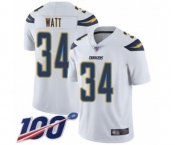 Men's Los Angeles Chargers #34 Derek Watt White Vapor Untouchable Limited Player 100th Season Football Jersey