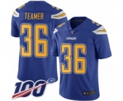 Men's Los Angeles Chargers #36 Roderic Teamer Limited Electric Blue Rush Vapor Untouchable 100th Season Football Jersey