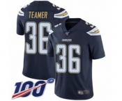Men's Los Angeles Chargers #36 Roderic Teamer Navy Blue Team Color Vapor Untouchable Limited Player 100th Season Football Jersey