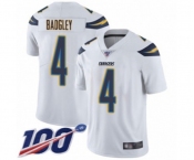 Men's Los Angeles Chargers #4 Michael Badgley White Vapor Untouchable Limited Player 100th Season Football Jersey
