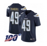 Men's Los Angeles Chargers #49 Drue Tranquill Navy Blue Team Color Vapor Untouchable Limited Player 100th Season Football Jersey