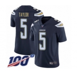 Men's Los Angeles Chargers #5 Tyrod Taylor Navy Blue Team Color Vapor Untouchable Limited Player 100th Season Football Jersey