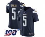 Men's Los Angeles Chargers #5 Tyrod Taylor Navy Blue Team Color Vapor Untouchable Limited Player 100th Season Football Jersey