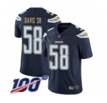 Men's Los Angeles Chargers #58 Thomas Davis Sr Navy Blue Team Color Vapor Untouchable Limited Player 100th Season Football Jersey
