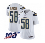Men's Los Angeles Chargers #58 Thomas Davis Sr White Vapor Untouchable Limited Player 100th Season Football Jersey
