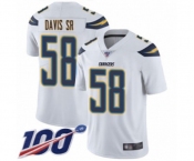 Men's Los Angeles Chargers #58 Thomas Davis Sr White Vapor Untouchable Limited Player 100th Season Football Jersey