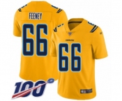 Men's Los Angeles Chargers #66 Dan Feeney Limited Gold Inverted Legend 100th Season Football Jersey