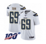 Men's Los Angeles Chargers #69 Sam Tevi White Vapor Untouchable Limited Player 100th Season Football Jersey