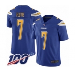 Men's Los Angeles Chargers #7 Doug Flutie Limited Electric Blue Rush Vapor Untouchable 100th Season Football Jersey