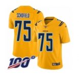 Men's Los Angeles Chargers #75 Michael Schofield Limited Gold Inverted Legend 100th Season Football Jersey
