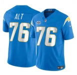 Men's Los Angeles Chargers #76 Joe Alt Light Blue 2024 With Dradt Patch Vapor Limited Stitched Football Jersey