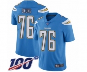 Men's Los Angeles Chargers #76 Russell Okung Electric Blue Alternate Vapor Untouchable Limited Player 100th Season Football Jersey
