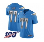 Men's Los Angeles Chargers #77 Forrest Lamp Electric Blue Alternate Vapor Untouchable Limited Player 100th Season Football Jersey