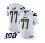 Men's Los Angeles Chargers #77 Forrest Lamp White Vapor Untouchable Limited Player 100th Season Football Jersey