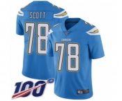 Men's Los Angeles Chargers #78 Trent Scott Electric Blue Alternate Vapor Untouchable Limited Player 100th Season Football Jersey