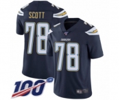 Men's Los Angeles Chargers #78 Trent Scott Navy Blue Team Color Vapor Untouchable Limited Player 100th Season Football Jersey