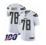Men's Los Angeles Chargers #78 Trent Scott White Vapor Untouchable Limited Player 100th Season Football Jersey