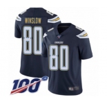 Men's Los Angeles Chargers #80 Kellen Winslow Navy Blue Team Color Vapor Untouchable Limited Player 100th Season Football Jersey