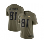 Men's Los Angeles Chargers #81 Mike Williams 2022 Olive Salute To Service Limited Stitched Jersey
