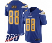 Men's Los Angeles Chargers #88 Virgil Green Limited Electric Blue Rush Vapor Untouchable 100th Season Football Jersey